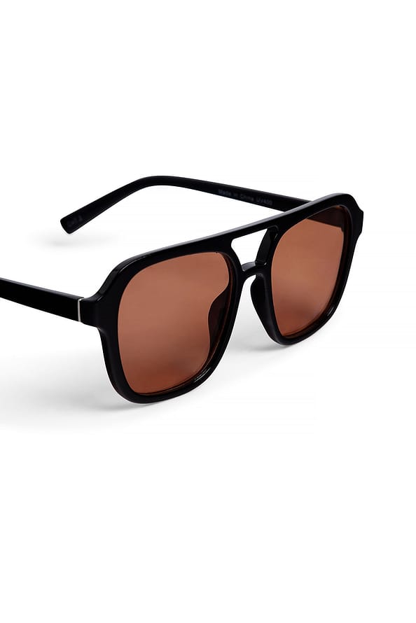 Maison Oxelya – Big Retro Look Óculos de sol aviador quadrados Castanho & Preto